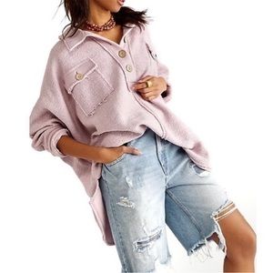 FREE PEOPLE Beach Rowan Light Pink Pullover Size Small